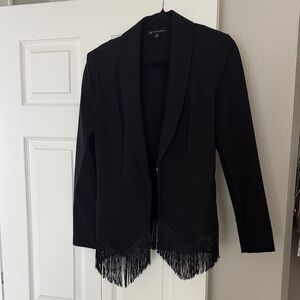 INC International Concepts Black Fringe Blazer